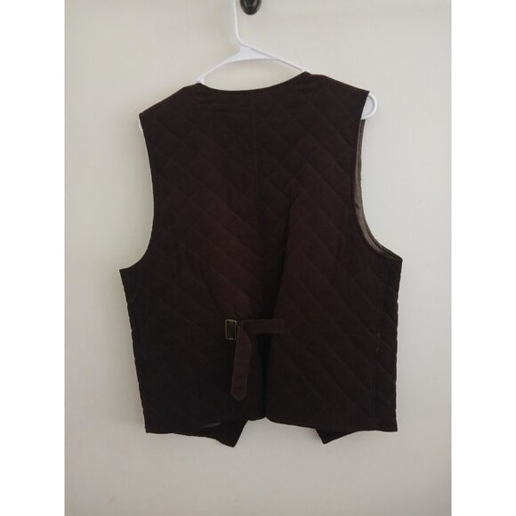 Turnburry Mens M Quilted Corduroy Vest Brown Full Zip Gilet Pockets Grandpacore - Picture 4 of 5